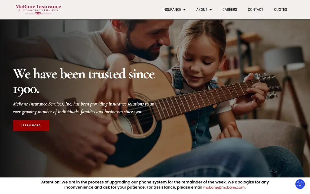 McBane Insurance website, built by MCG